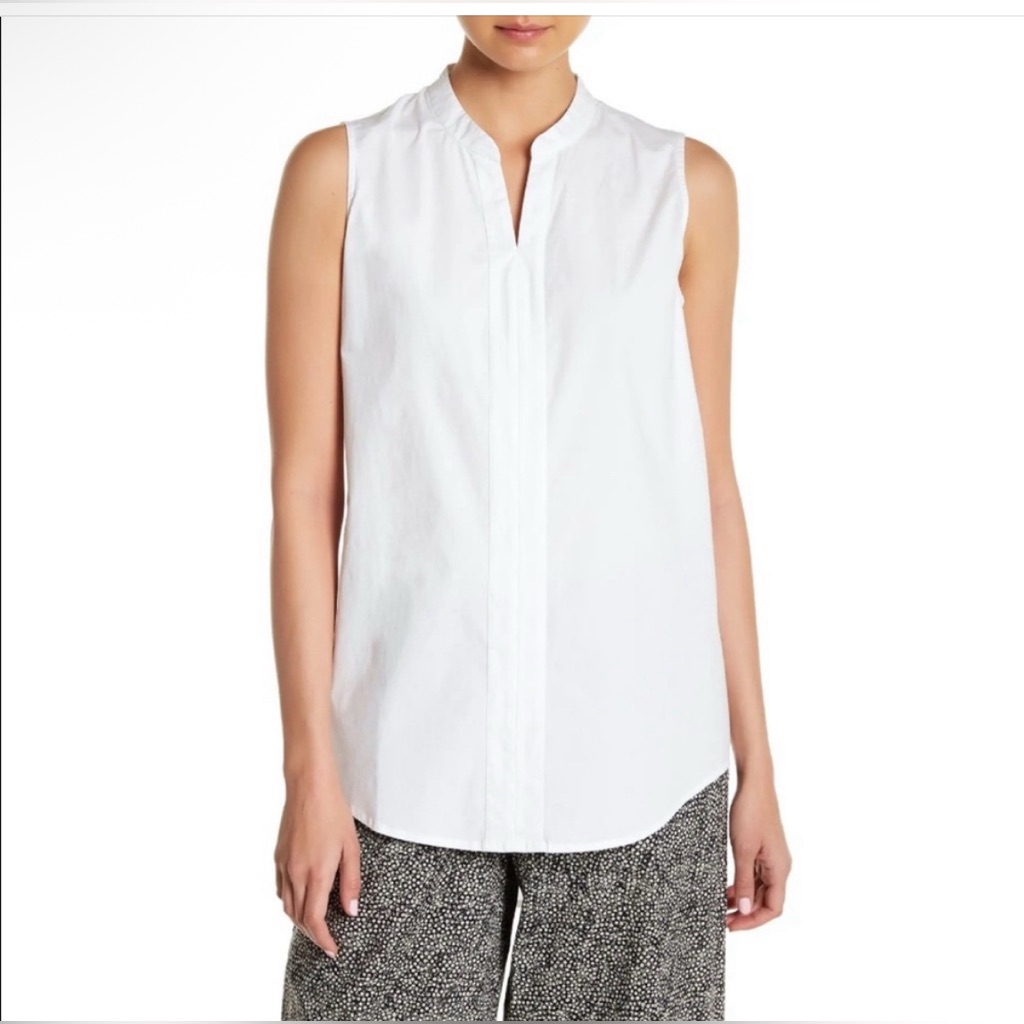 Eileen Fisher Organic Cotton Spandex Tunic Sleeveless Top Langelook Sz Pp